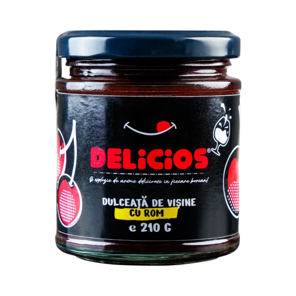 Dulceață de Vișine cu Rom, Delicatesă Naturală cu Aromă Exotica 210g